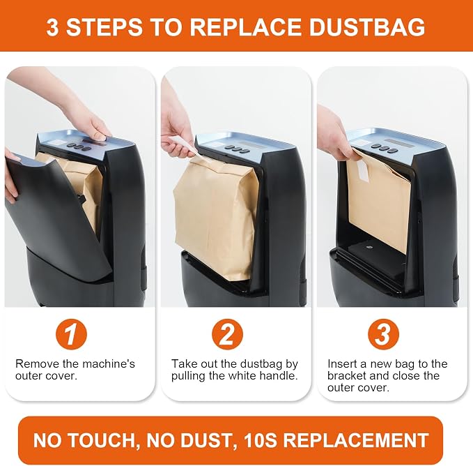 Touchless Vacuum Automatic Dustpan, Electric Dustpan with 5-Pack Disposable Dust Bags, 17KPA Strong Suction, IR Sensor, LED Alerts, Handheld Accessories for Floors/Corners/Pet Hair/Salons