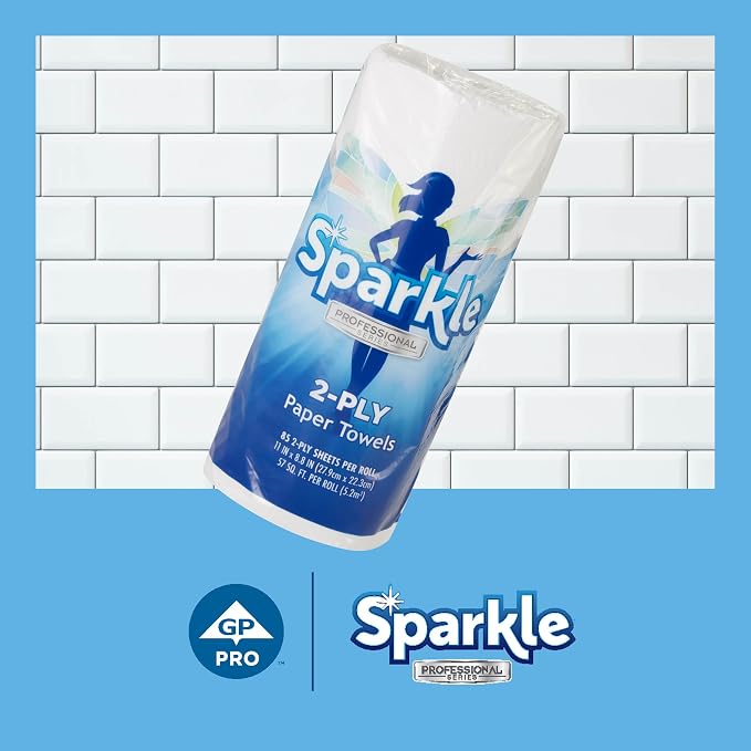 Georgia-Pacific Sparkle 2-Ply Perforated Roll Paper Towels by GP PRO (Georgia-Pacific), White, 2717714, 85 Sheets Per Roll, 15 Rolls Per Case