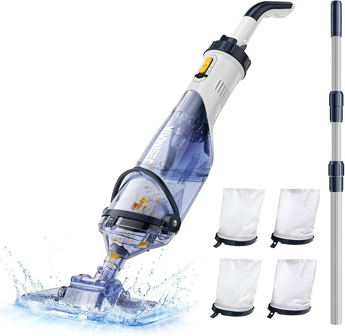 Pool Vacuum for Above Ground Pool, JESIMAIK Cordless Pool Vacuum with 18.5 GPM, 60 Min Runtime, Telescopic Pole, Ideal Above Ground Pool Vacuum for Inground Pool, Spas, Hot Tubs