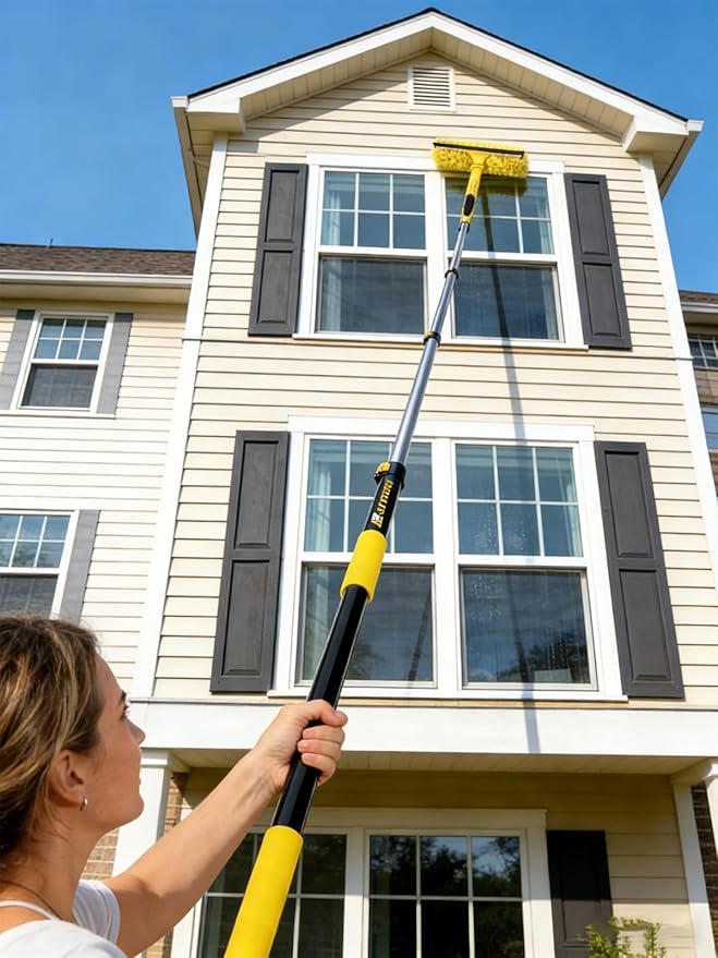 4.5-18ft Telescopic Extension Pole, Heavy-Duty Aluminum Paint Roller Extension Pole with Flip-Lock, Universal Thread, Multi-Purpose Extendable Pole for High Multi-Story Work