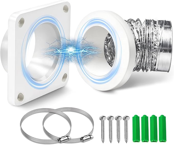 Magnetic Dryer Vent Coupling Quick Connector DV180 Airtight Seal,Dryer Vent Connector Kit Including 2.6ft 4" Duct and two Clamps | Quick Connection and Disconnection, Strong Magnet Self-Alignment Design, Quick-Installation, Dryer Vent Connector Kit