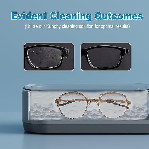 KUNPHY Ultrasonic Jewelry Cleaner, Jewelry Cleaner Machine 12oz 46KHz, Professional Sonic Cleaner with One-Touch Operation, Sonic Cleaner for Rings, Glasses, Jewelry, Dentures, Grey