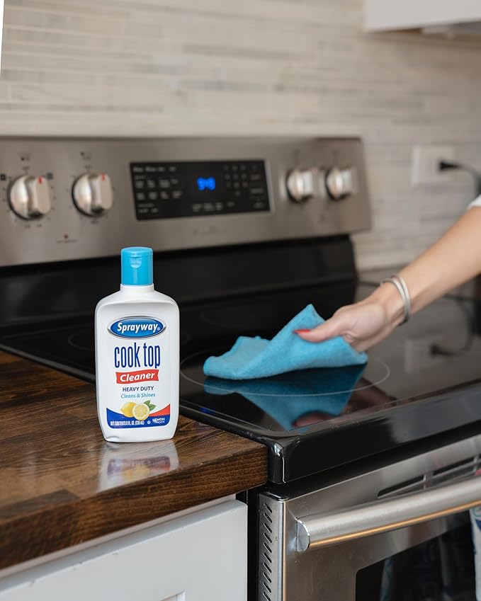 Sprayway Cook Top Cleaner, 8oz, Pack of 12 | Removes Grease, Grime & Stubborn Stains | Streak-Free Shine, Safe for Glass & Ceramic Cooktops | Easy-to-Use Formula