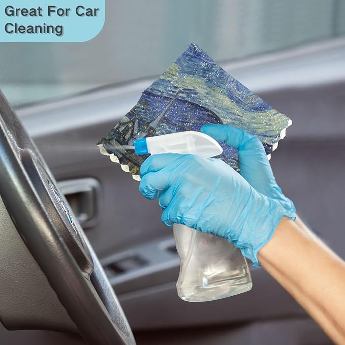 Starry Night Kitchen Towels Dish Cloths Set of 6 Microfiber Cleaning Cloths for Cars Super Absorbent Machine