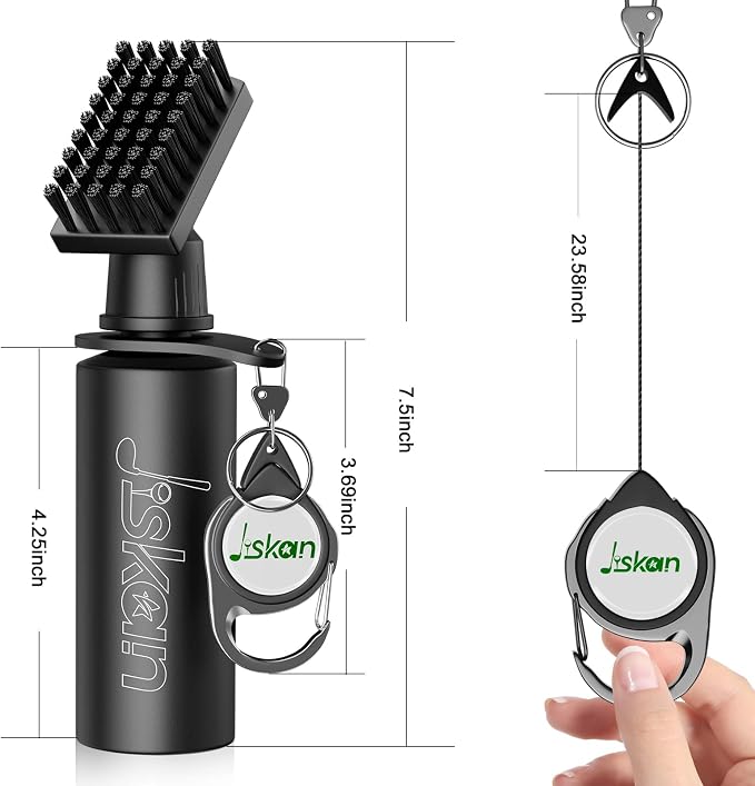 Jiskan Pro Golf Cleaning Kit with Golf Club Cleaner Brush, Grip Cleaner, Club Polish, Towel, Club Groove Sharpener Tool and Portable Case, Essentials Golf Accessories for Men Golf Gifts for Golfers