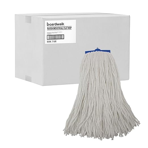 Boardwalk UNS 716R Cut-End Lie-Flat Wet Mop Head, Rayon, 16oz, White (Pack of 12)