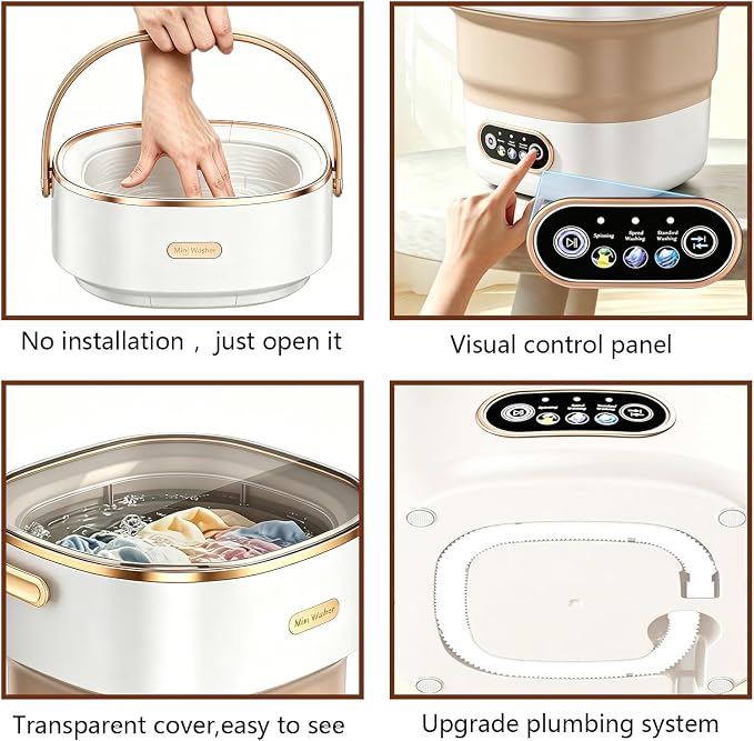 20L Portable Washing Machine,Foldable Portable Washer Mini Lavadora Portatil for Apartment,RV,Camping,Travel – Wash Baby Clothes, Underwear,Bra Separately to Keep Clean and Healthy