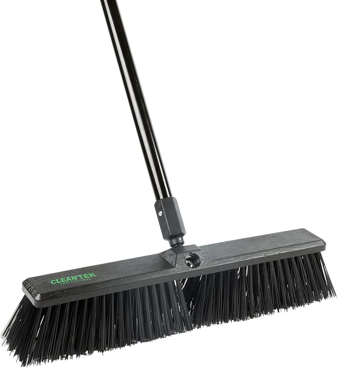 Restaurantware-BROOM HEAD ONLY: Clean Tek Professional 17.13-Inch Push Broom Head, 1 Heavy-Duty Cleaning Tool - Handle Sold Separately, Fine Flagged Bristles, Black Plastic, Outdoor Use