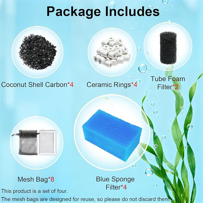4 Sets Aquarium Filter Media Replacement for Fluval AC30/Aquaclear 30 Power Filter - for 10-30 Gallon Aquariums