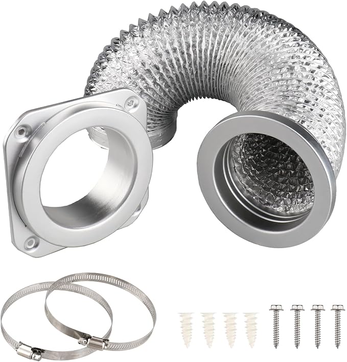 DV180 Magnetic Dryer Vent Connector Kit, 4 Inch Quick Connect Dryer Vent Coupling with 3.3 FT Aluminum Hose, Dryer Vent Hose Connector for Tight Spaces and Easy Cleaning