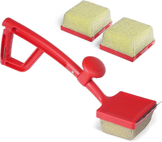 GASPRO Grill Brush Bristle Free for Outdoor Grill, BBQ Cleaning Brush Set with 2 Replacement Heads, Heat-Activated Sponge & Scraper, Ergonomic Handle, Safe for Most Grates, Red