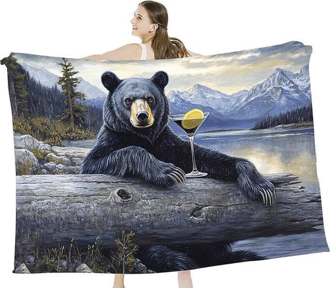 Tijuboni Bear Cabin Throw Blanket Bear Gifts for Girls Boys Women Men Kids Adults Soft Flannel Fleece Blanket for Couch Sofa Bed Home Decor 60"x80"