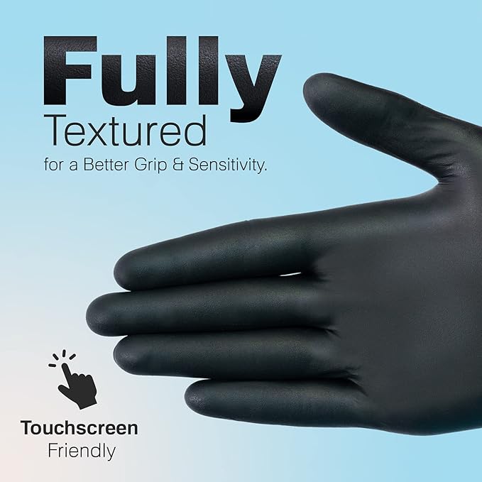 Raxwell Disposable Nitrile Gloves - Food Grade Heavy-Duty Puncture Resistant Black Gloves for Cooking & Food Service