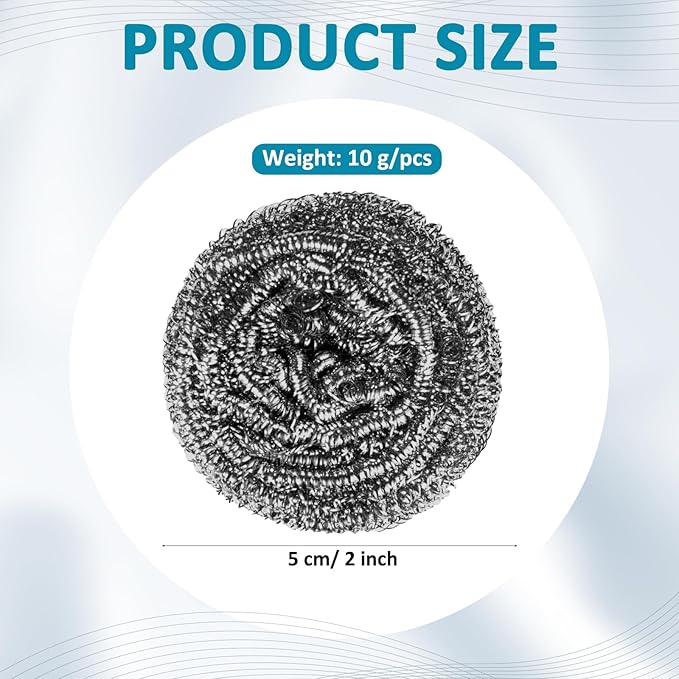 Reallnaive 200 Pcs Stainless Steel Wool Scrubber Bulk Steel Wool Sponges Pack Metal Dishwashing Wire Scouring Pads Heavy Duty Clean Dish Pot Pan and Oven for Cleaning Kitchen Bathrooms and More