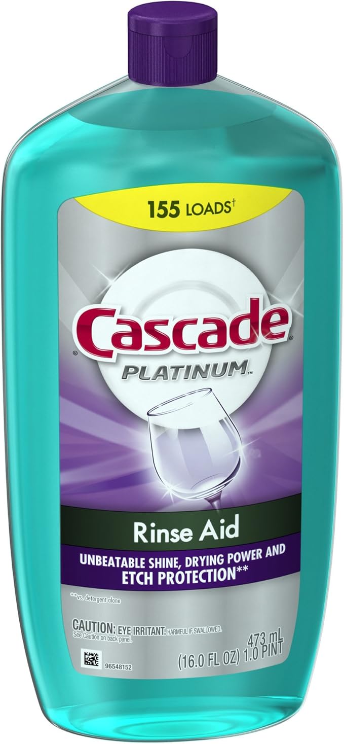 Cascade Rinse Aid Platinum Dishwasher Agent, Regular, 16 Fluid Ounce (Pack of 6)