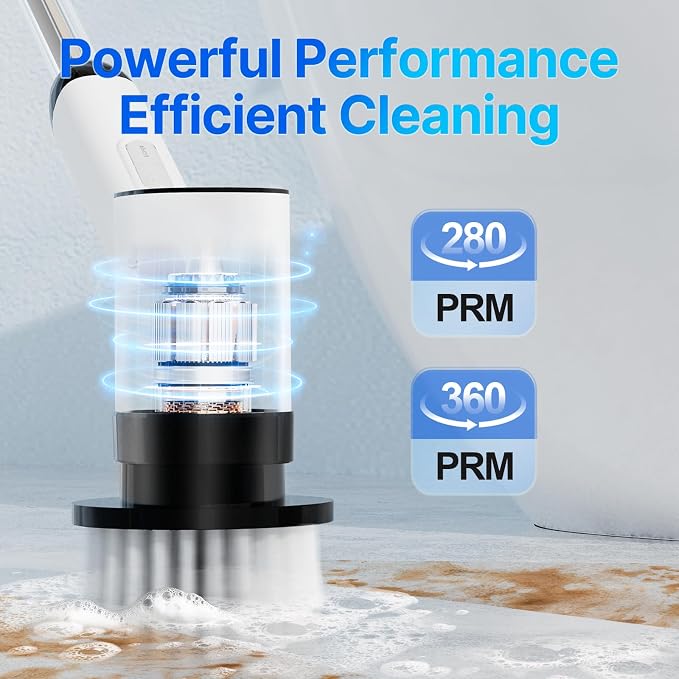 Electric Spin Scrubber-Highyes Cordless Cleaning Brush-Shower Scrubber with 7 Replaceable Brush Heads-Bathroom Scrubber with Detachable Long Handle