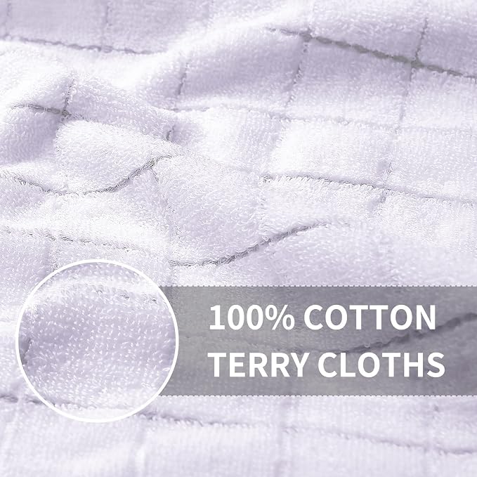 Homaxy 100% Cotton Terry Kitchen Towels(White, 13 x 28 inches), Checkered Designed, Soft and Super Absorbent Dish Towels, 12 Pack