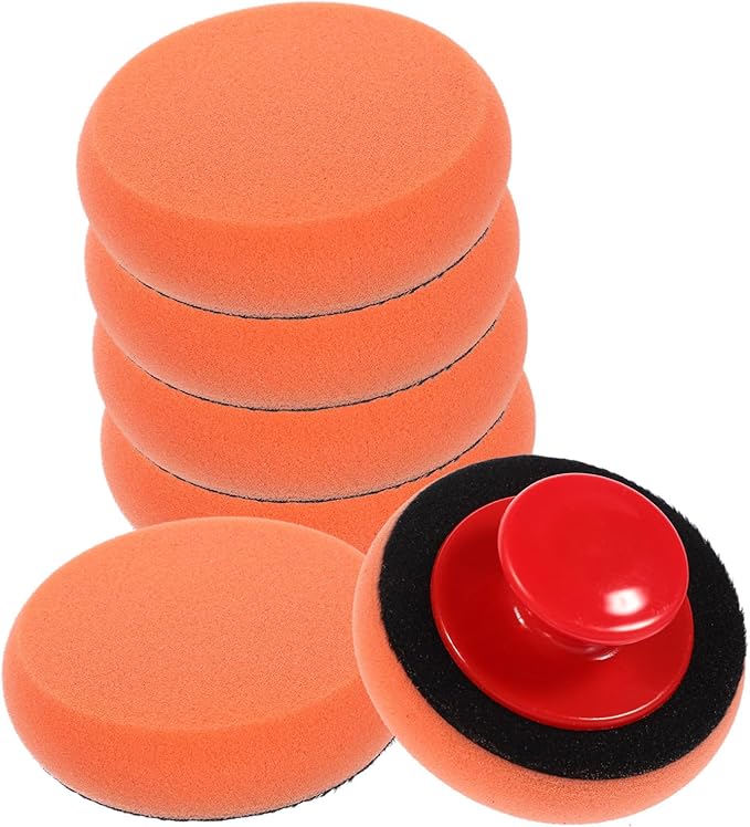 ULTECHNOVO 5sets Ergonomic Handle Car Polishing Wax and Polish Applicators Soft Sponge Pad for Auto Buffing Car Waxing Pad