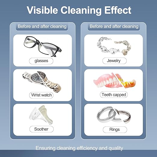 Granbo Ultrasonic Cleaner 800ML Ultrasonic Jewelry Cleaner 40kHz with Knob Timer, 304 Stainless Steel Sonic Cleaner, 110V Ultrasonic Parts Cleaner for Denture Dental Oral Irrigator Parts Glasses