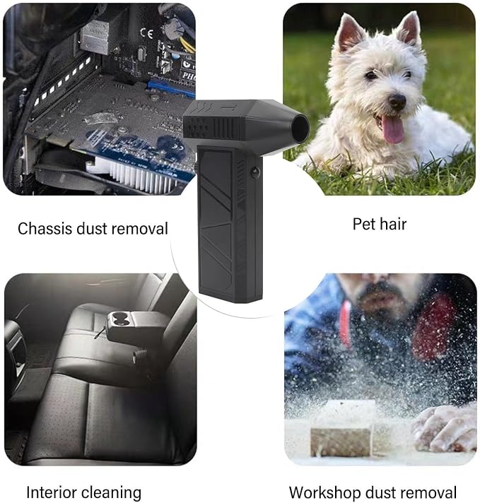 Compressed Air Duster, Dry Blower 130000RPM Brushless Motor Electric Air Duster Portable Efficient Cleaning Hand Blower Fan Air Duster Air Blower Gun for Outdoor Car Home