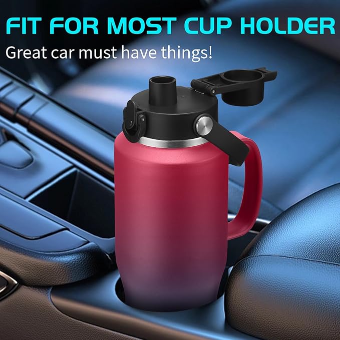 Insulated Water Bottle 32 OZ - with Straw & Pop-up Spout Lid, Keep Cold-48H Hot-12H, Stainless-Steel with handle for Women Men, Metal Flask Water Bottle Fits in Cup Holder