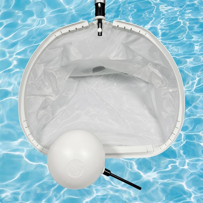 16" Pool Skimmer with Float - 360° Rotating Pool Skimmer Net for Daily Cleaning - Zero Pole Weight, Effortless Debris Removal (18" Rake Silt/Pollen/Sand Net)