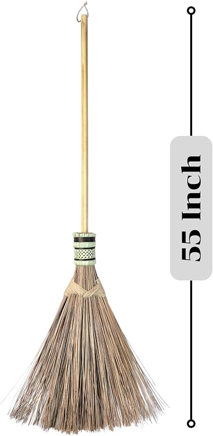 Garden Broom - Coconut Broom 55 Inch, Heavy Duty Sweeping Patio, House, Garage and Other Outdoor Spaces, Natural Coconut Leaf