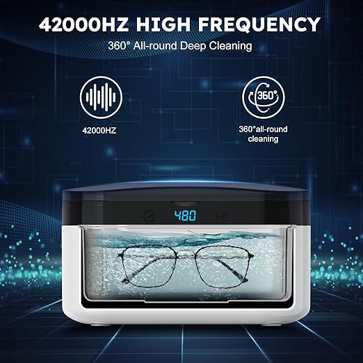 Life Basis Ultrasonic Jewelry Cleaner – Portable 500ML Sonic Cleaning Machine with 42kHz Deep Cleaning, 5 Timer Settings, Stainless Steel Tank, for Rings, Eyeglasses, Watch Straps, Coins, Dentures
