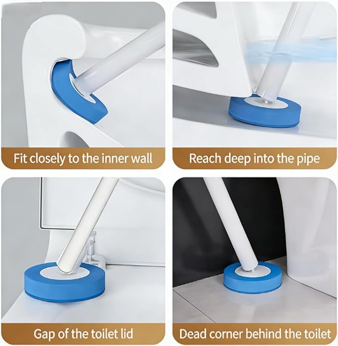 Disposable Toilet Bowl Cleaner Wand, Compact Toilet Brush and Holder with 32 Pre-Loaded Cleaner Refills, Wall-Mounted Disposable Toilet Brush Ideal for RV, Camper and Small Bathroom
