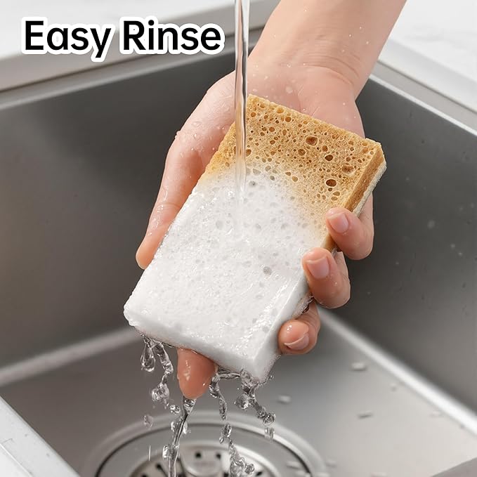 JOYMOOP Textured Clean Sponges, Dual-Sided Non-Scratch Soft Scrub Dish Sponge, Safe for Non-Stick Cookware, Kitchen and Household Cleaning, 24 Pack [Grey & White]