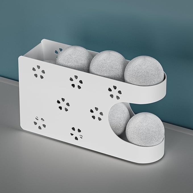 Magnetic Laundry Room Dryer Ball Holder & Organizer - Automatic Roller Chute Container With Balls