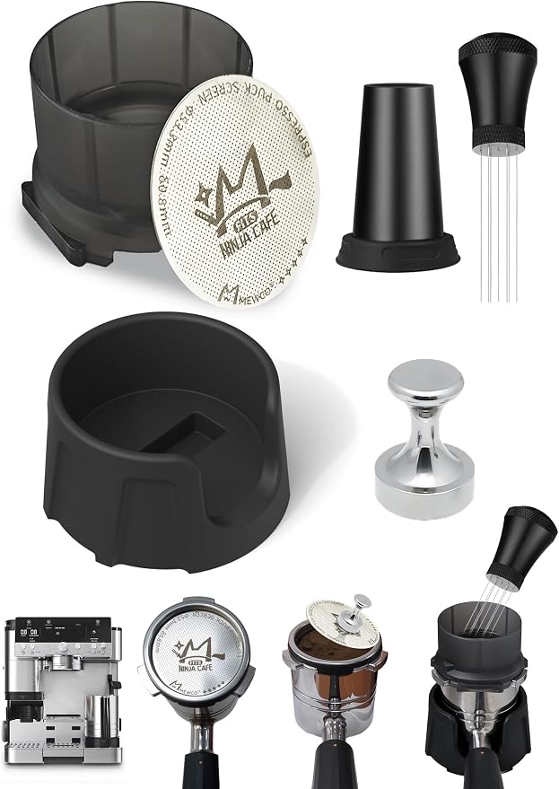 Espresso Puck Screen and Portafilter Funnel,Portafilter Holder,WDT,Magnet for Ninja Luxe Cafe Accessories,Plastic Replacement Dosing Funnel for ES501 ES601 (Pro)