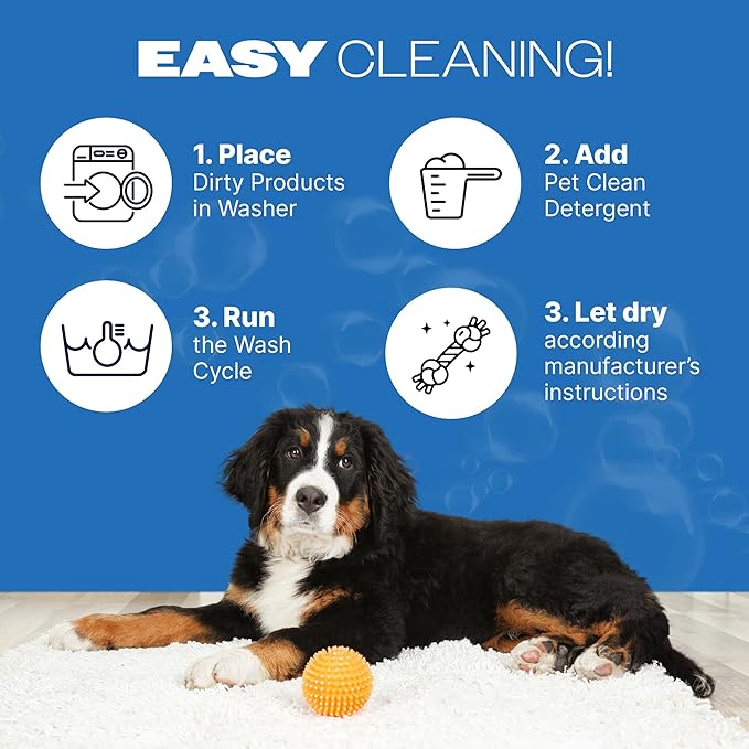 Pet Clean Laundry Detergent, Stain Remover, Oxy Cleaner Powder, Carpet Freshener, Pet Odor Remover, Unscented Enzymatic Laundry Detergent, Safe on Pet Bedding & Fabrics