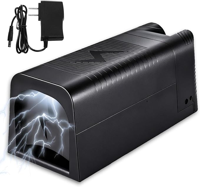 Electric Mouse Trap Zapper - High Voltage Rodent Trap for Indoor Use, Powerful Rat Zapper with Rechargeable Battery & Adapter, Electronic Mouse Killer for Mice & Small Rats, Enhanced Safety Design