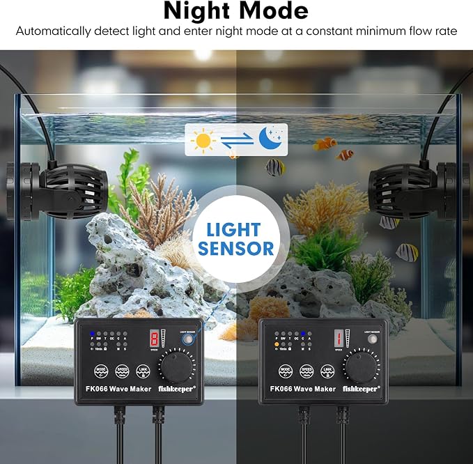 fishkeeper Aquarium Wave Maker, 1600GPH Adjustable Submersible Aquarium Powerhead with Magnetic Suction Base for 15-90 Gallon Tank Circulation Pump for Saltwater Freshwater