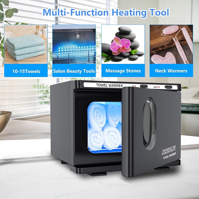 Personal 8L Small Hot Towel Warmer for Salon Beauty Bathroom Hot Towel Cabinet 2-in-1 Home Spa Towel Warmer for Facials, Upgrade Fast Heating Towel Heater Towel Steamer (8L, Black)