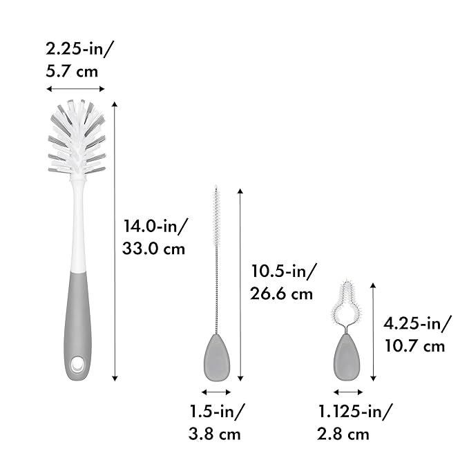 OXO Tot Water Bottle and Straw Cup Cleaning Set Brush Set - Gray & OXO Tot Dishwasher Basket, Gray