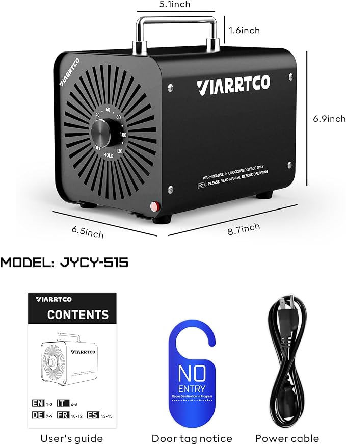 Ozone Machine Generator 40,000mg/h 8000 Sq. Ft. Ozone Machine Odor Removal for Home and Car with 120min timer All Metallic Black
