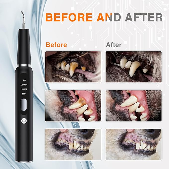 TroisAmis Dog Ultrasonic Plaque Remover for Teeth, Tooth Scaler for Dogs, Dog Teeth Cleaning Kit - Teeth Cleaner with LED Light，Canident Dog Tartar Remover, Electronic Dog Toothbrush, Protect Gums