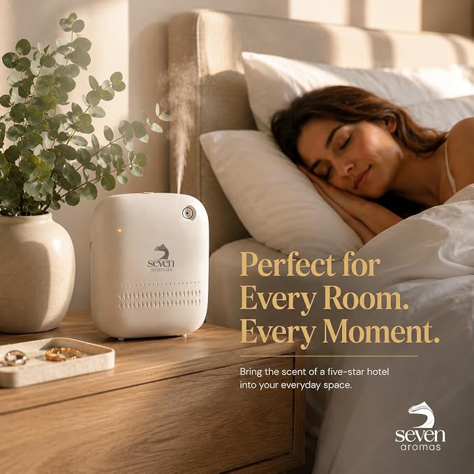 SEVENAROMAS Scent Diffuser SV720 - Bluetooth app, Air Machine for Home & Commercial Use, Covers 2000 sq. ft., Portable Large Room Waterless Diffusers (White)