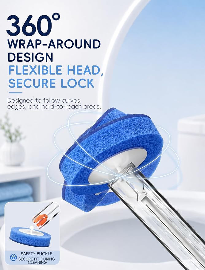Disposable Toilet Brush System, Toilet Bowl Cleaning Wand with Lift-to-Open Refill Case, Blue Refill Heads and Freestanding Holder, 42 Count Blue Refills Only, No Wand or Holder