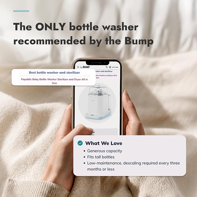 Papablic Bottle Washer Pro, Bottle Washer & Sterilizer & Dryer, 4-in-1 Sanitizer for Bottles, Pump Parts, C-Section& Baby Essentials - Quick & Clean with 60 Detergent Tablets