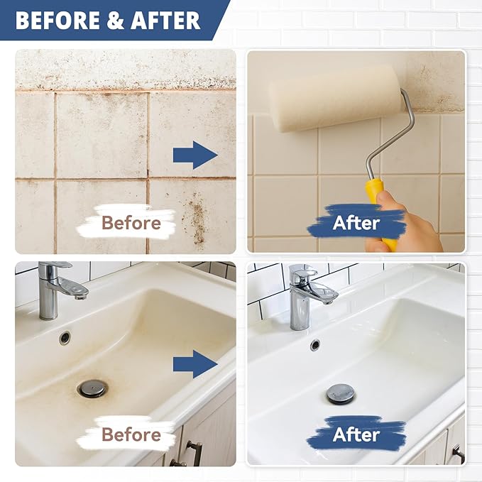 DWIL Tub Paint, Tub and Tile Refinishing Kit with Tools, White Bathtub Paint Water Based &Low Odor, Easy to Use for Sink Bathroom Shower, Semi-Gloss White, 25-30sq.ft
