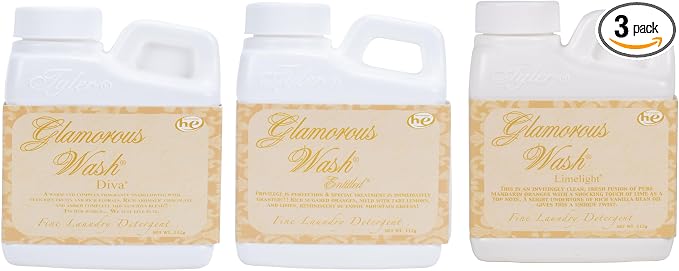 Elanze Designs Tyler Candle Glamorous and Luxurious High Efficient Wash 4 ounce Scented Fine Laundry Detergent Pack of 3; Diva, Limelight, Entitled