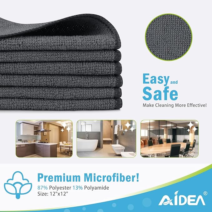 AIDEA Microfiber Cleaning Cloth-50PK, Sponges Kitchen, 24 Pack Heavy Duty Dish Sponge