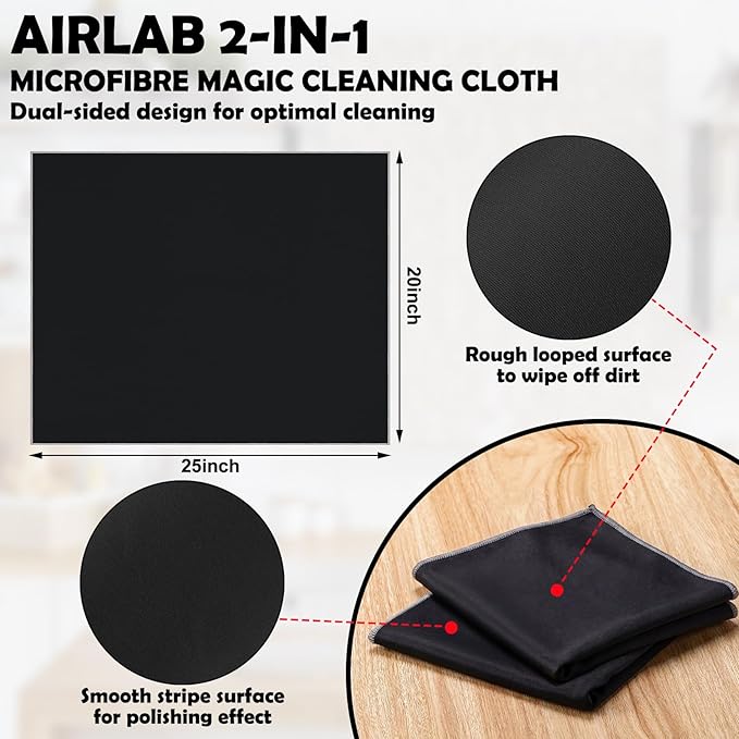 VitalCozy 6 Wine Glass Cleaning Cloths Large Microfiber Polishing Cloths 25 x 20 Inch Lintless Towels for Drying Wine Glasses Cleaning Window Stemware Dishes Glassware (Black)