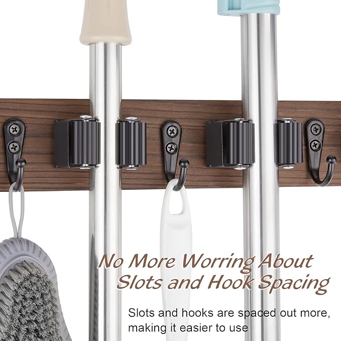 OUTNILI Broom Holder and Coat Rack Wall Mounted Bundle
