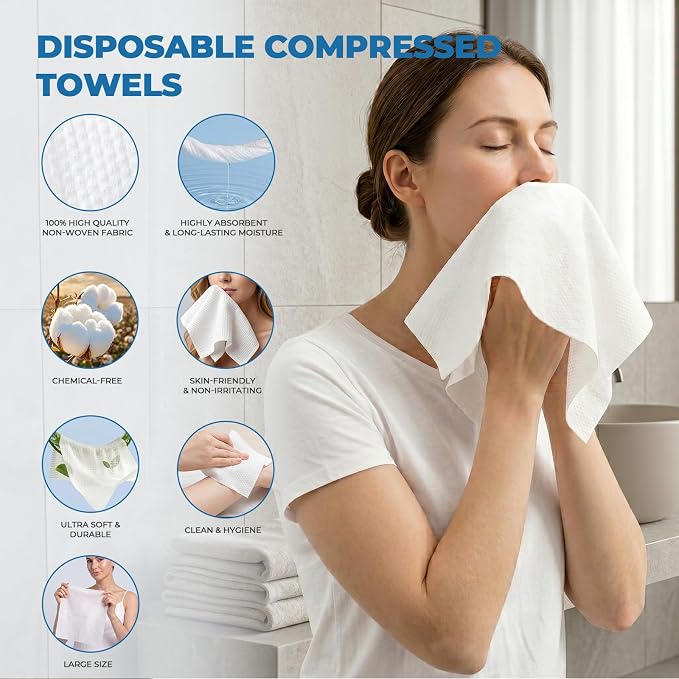 180 Pcs Compressed Face Towel Refills (9 Tubes) for Hot Towel Dispenser, Disposable Bamboo Refill Pucks for Smart Hot Face Towel Heater Machine, Daily Skincare Bathroom Spa