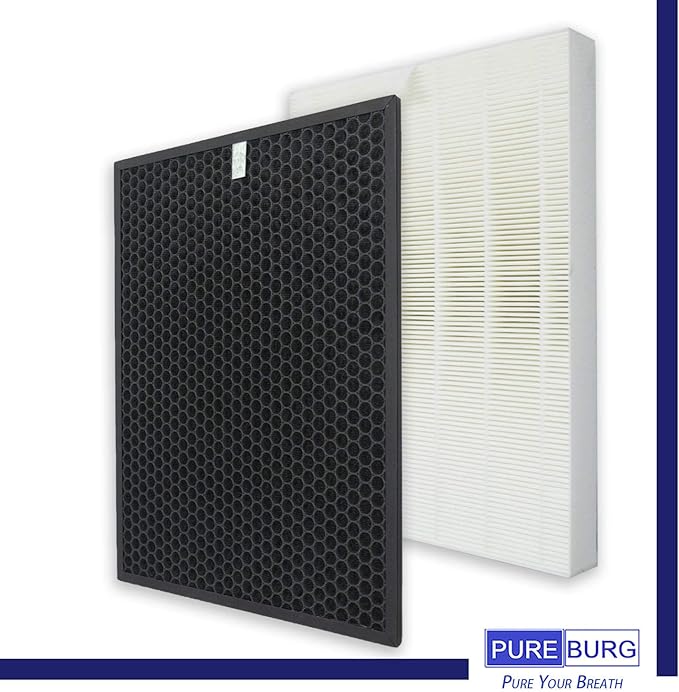 PUREBURG Replacement Filter Set Compatible with Sharp FP-N60CX & FP-P40CX Air Purifiers FZ-C46DFU FZ-R45HFU FZ-N60HFU, H13 HEPA + Activated Carbon Filter