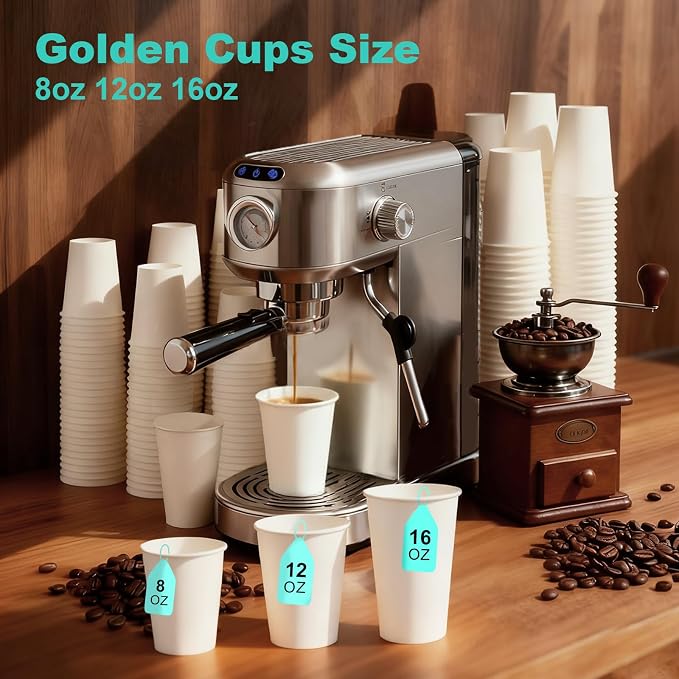 8 oz 300 Pack Disposable Coffee Cups, Bulk White Disposable Paper Cups, Coffee Cups for Hot Tea, Chocolate and Cold Drinks
